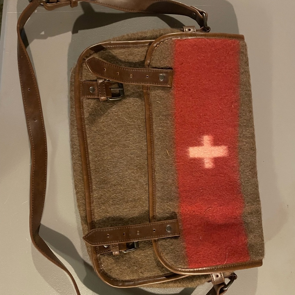 Messenger bag- made with wool blanket and leather